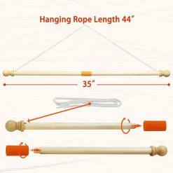 ANLEY 2.9 ft. Wooden Banner Pole-Horizontal Flag Hanger for House Sports Dynasty Company Flags -US Flora Bunda Sales 2022 anley flagpoles a flagpole banner wooden 1f 1000