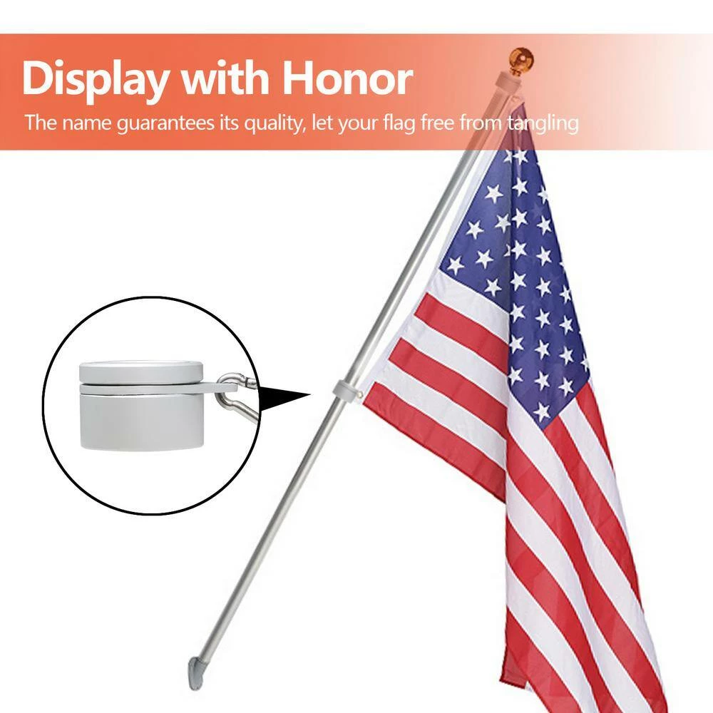 ANLEY 1.26 in. Dia Flag Pole Silver Aluminum Mounting Rings 360-Degree Anti Wrap with Carabiner (2-Pack) 8 ANLEY 1.26 in. Dia Flag Pole Silver Aluminum Mounting Rings 360-Degree Anti Wrap with Carabiner (2-Pack) - Image 6