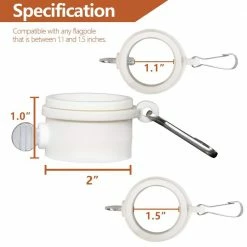 ANLEY 1.5 in. Plastic Flagpole Mounting Rings Set - Ideal for 1.5 Inch Maximum Diameter Flag Pole (White, Pack of 2) -US Flora Bunda Sales 2022 anley flagpoles a flagpole ring w 1 5 fa 1000