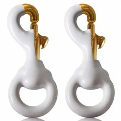 ANLEY 3.3 in. White Rubber Coated Brass Swivel Snap Hook - Heavy-Duty Flag Pole Halyard Rope Attachment Clip (Pack of 2)