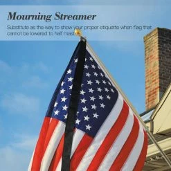 ANLEY 5 ft. x 2.5 in Mourning Flag Streamer Half-Mast Mourning Ribbon Double Stitched Honoring The Fallen Half -US Flora Bunda Sales 2022 anley flagpoles a flagpole streamer 1f 1000
