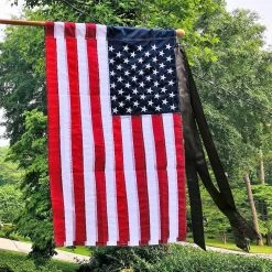 ANLEY 5 ft. x 2.5 in Mourning Flag Streamer Half-Mast Mourning Ribbon Double Stitched Honoring The Fallen Half -US Flora Bunda Sales 2022 anley flagpoles a flagpole streamer 76 1000