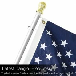 ANLEY 6 ft. Tangle-Free Flagpole, Aluminum Spinning Wall Mount 1 in. Flag Pole Heavy-Duty and Rust Free Silver -US Flora Bunda Sales 2022 anley flagpoles a flagpole tanglefree silver 1f 1000