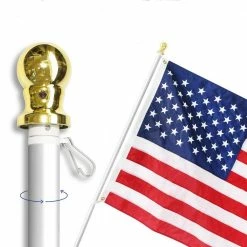 ANLEY 6 ft. Tangle-Free Flagpole, Aluminum Spinning Wall Mount 1 in. Flag Pole Heavy-Duty and Rust Free Silver -US Flora Bunda Sales 2022 anley flagpoles a flagpole tanglefree silver c3 1000