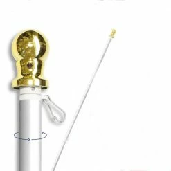 ANLEY 6 ft. Tangle-Free Flagpole, Aluminum Spinning Wall Mount 1 in. Flag Pole Heavy-Duty and Rust Free Silver (Set of 2)