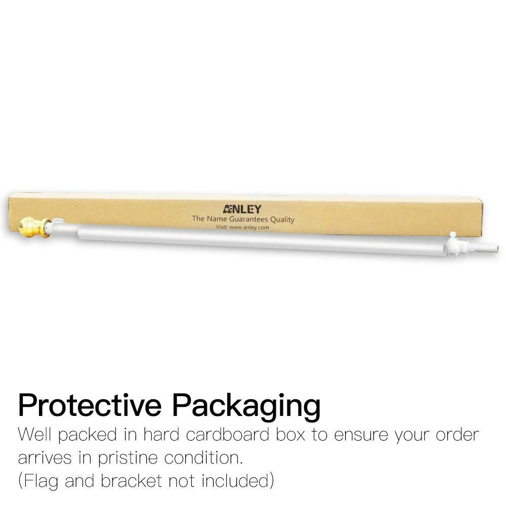 ANLEY 6 ft. Tangle-Free Flagpole, Aluminum Spinning Wall Mount 1 in. Flag Pole Heavy-Duty and Rust Free Silver (Set of 2) 8 ANLEY 6 ft. Tangle-Free Flagpole, Aluminum Spinning Wall Mount 1 in. Flag Pole Heavy-Duty and Rust Free Silver (Set of 2) - Image 6