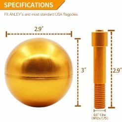 ANLEY 3 in. Authentic Flagpole Ball Top Ornament Replacement - Gold Anodized Aluminum Finish 11 ANLEY 3 in. Authentic Flagpole Ball Top Ornament Replacement - Gold Anodized Aluminum Finish -US Flora Bunda Sales 2022 anley flagpoles a flagpole top ball 1 1f 1000