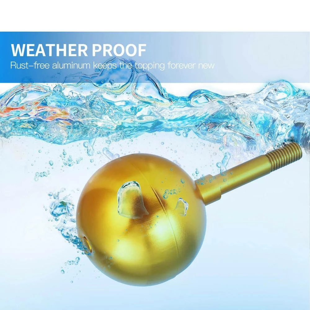 ANLEY 3 in. Authentic Flagpole Ball Top Ornament Replacement - Gold Anodized Aluminum Finish 7 ANLEY 3 in. Authentic Flagpole Ball Top Ornament Replacement - Gold Anodized Aluminum Finish - Image 5