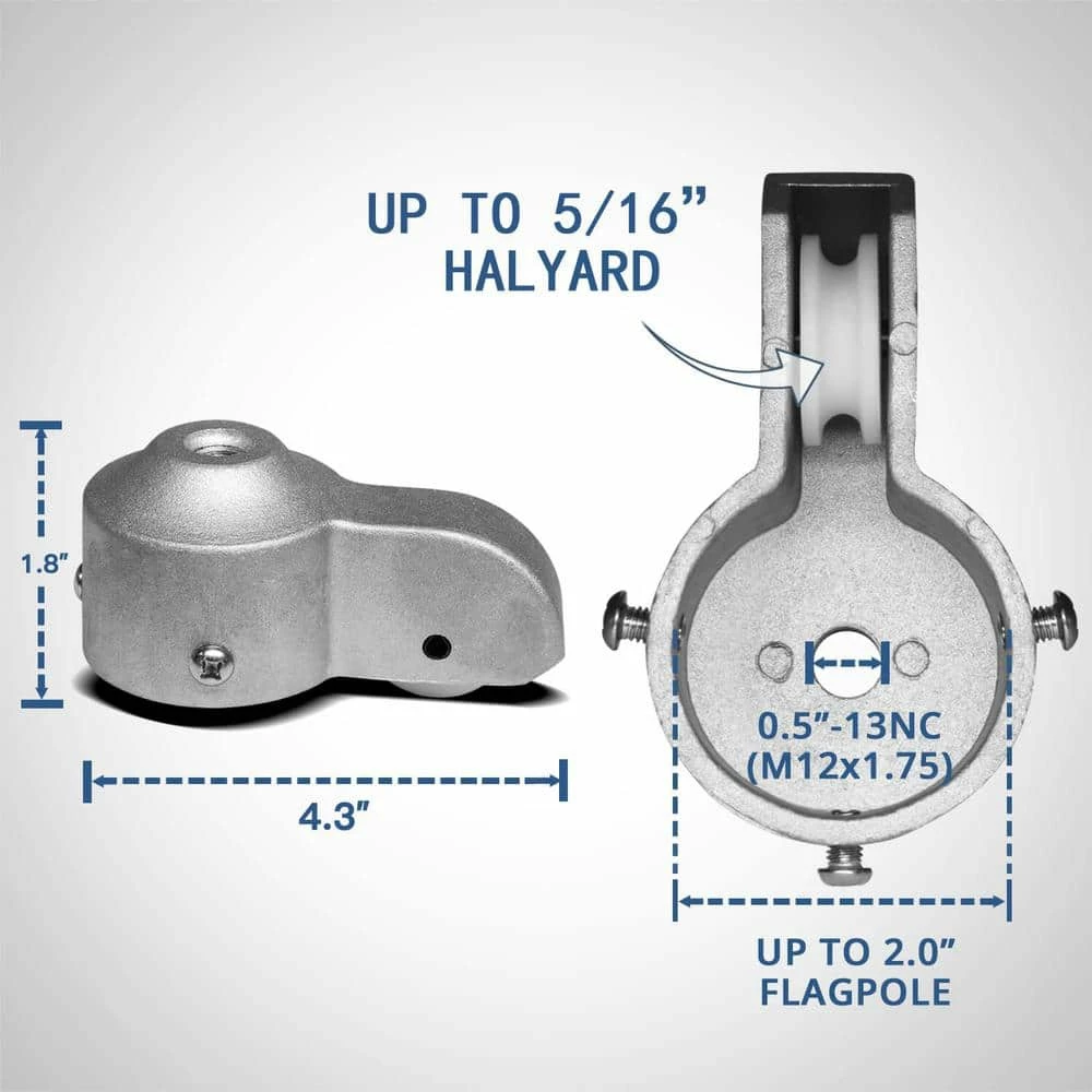 ANLEY 2 in. x 4.3 in. Sliver Cast Aluminum Standard US Accessories Flag Pole Truck with Nylon Heavy-Duty Pulley 5 ANLEY 2 in. x 4.3 in. Sliver Cast Aluminum Standard US Accessories Flag Pole Truck with Nylon Heavy-Duty Pulley - Image 3