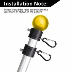 ANLEY 1.26 in. Aluminum Flagpole Mounting Rings Set - Anti Wrap 360° Rotatable Ring with Carabiners (2-Pack) -US Flora Bunda Sales 2022 anley flagpoles a pole ri sil b 1 26 1f 1000