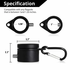 ANLEY 1.26 in. Aluminum Flagpole Mounting Rings Set - Anti Wrap 360° Rotatable Ring with Carabiners (2-Pack) -US Flora Bunda Sales 2022 anley flagpoles a pole ri sil b 1 26 44 1000