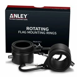 ANLEY 1.26 in. Aluminum Flagpole Mounting Rings Set - Anti Wrap 360° Rotatable Ring with Carabiners (2-Pack) -US Flora Bunda Sales 2022 anley flagpoles a pole ri sil b 1 26 76 1000