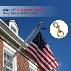 ANLEY 3.3 in. Brass Swivel Snap Hook - Heavy Duty Flag Pole Halyard Rope Attachment Clip (Set of 2) -US Flora Bunda Sales 2022 anley flagpoles a pole rocligold 2pc 1f 1000