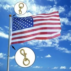 ANLEY 3.3 in. Brass Swivel Snap Hook - Heavy Duty Flag Pole Halyard Rope Attachment Clip (Set of 2) -US Flora Bunda Sales 2022 anley flagpoles a pole rocligold 2pc 44 1000