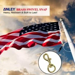 ANLEY 3.3 in. Brass Swivel Snap Hook - Heavy Duty Flag Pole Halyard Rope Attachment Clip (Set of 2) -US Flora Bunda Sales 2022 anley flagpoles a pole rocligold 2pc 4f 1000