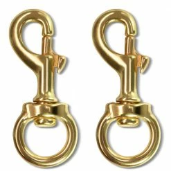 ANLEY 3.3 in. Brass Swivel Snap Hook - Heavy Duty Flag Pole Halyard Rope Attachment Clip (Set of 2)