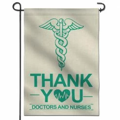 ANLEY 18 in. x 12.5 in. Double Sided Premium Garden Flag, Thank You Doctors and Nurses Decorative Garden Flags