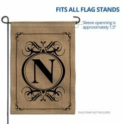 ANLEY 18 in. x 12.5 in. Classic Monogram Letter N Garden Flag, Double Sided Family Last Name Initial Yard Flags -US Flora Bunda Sales 2022 anley garden flags a flag garden n45 n 76 1000