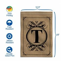 ANLEY 12.5 in. x 18 in. Classic Monogram Letter T Double Sided Garden Flag, Family Last Name Initial Yard Flags -US Flora Bunda Sales 2022 anley garden flags a flag garden n45 t 1f 1000