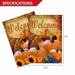 ANLEY 18 in. x 12.5 in. Garden Flag Pumpkin in Cornucopia Decorative Autumn Welcome Garden Flags Double Sided -US Flora Bunda Sales 2022 anley garden flags a flag garden pumpking 1f 1000