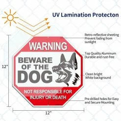 ANLEY 12 in. x 12 in. Beware of The Dog Aluminum Warning Sign, No Responsible for Injury or Death Warning Dog Sign -US Flora Bunda Sales 2022 anley garden statues a sign attentiondog 44 1000