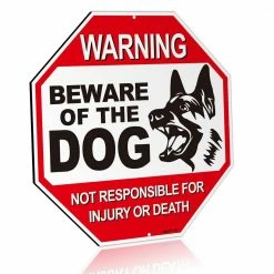 ANLEY 12 in. x 12 in. Beware of The Dog Aluminum Warning Sign, No Responsible for Injury or Death Warning Dog Sign
