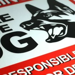 ANLEY 12 in. x 12 in. Beware of The Dog Aluminum Warning Sign, No Responsible for Injury or Death Warning Dog Sign -US Flora Bunda Sales 2022 anley garden statues a sign attentiondog 76 1000