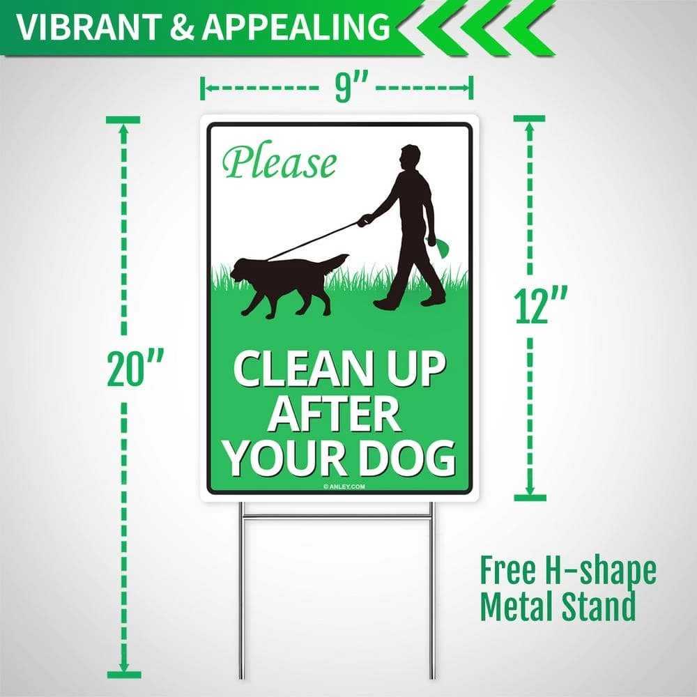 ANLEY 12 in. x 9 in. Clean Up After Your Dog Yard Sign, No Pooping Peeing Dogs Lawn Signs 4 ANLEY 12 in. x 9 in. Clean Up After Your Dog Yard Sign, No Pooping Peeing Dogs Lawn Signs - Image 2