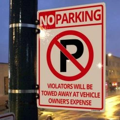 ANLEY 14 in. x 10 in. No Parking Sign - Violators Will Be Towed Away at Vehicle Owners Expense Metal Warning Sign -US Flora Bunda Sales 2022 anley garden statues a sign noparking 4f 1000