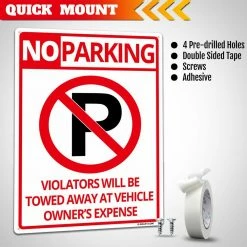 ANLEY 14 in. x 10 in. No Parking Sign - Violators Will Be Towed Away at Vehicle Owners Expense Metal Warning Sign -US Flora Bunda Sales 2022 anley garden statues a sign noparking fa 1000
