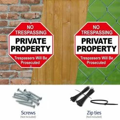 ANLEY 12 in. x 12 in. Private Property Aluminum Warning Sign - No Trespassing Security Alert (Pack of 2) -US Flora Bunda Sales 2022 anley garden statues a sign privateproperty 2pc 1f 1000