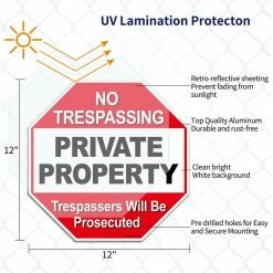 ANLEY 12 in. x 12 in. Private Property Aluminum Warning Sign - No Trespassing Security Alert (Pack of 2) -US Flora Bunda Sales 2022 anley garden statues a sign privateproperty 2pc 44 1000