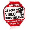 ANLEY 12 in. x 12 in. 24-Hour Video Surveillance Aluminum Warning Sign - Trespassers Will Be Prosecuted
