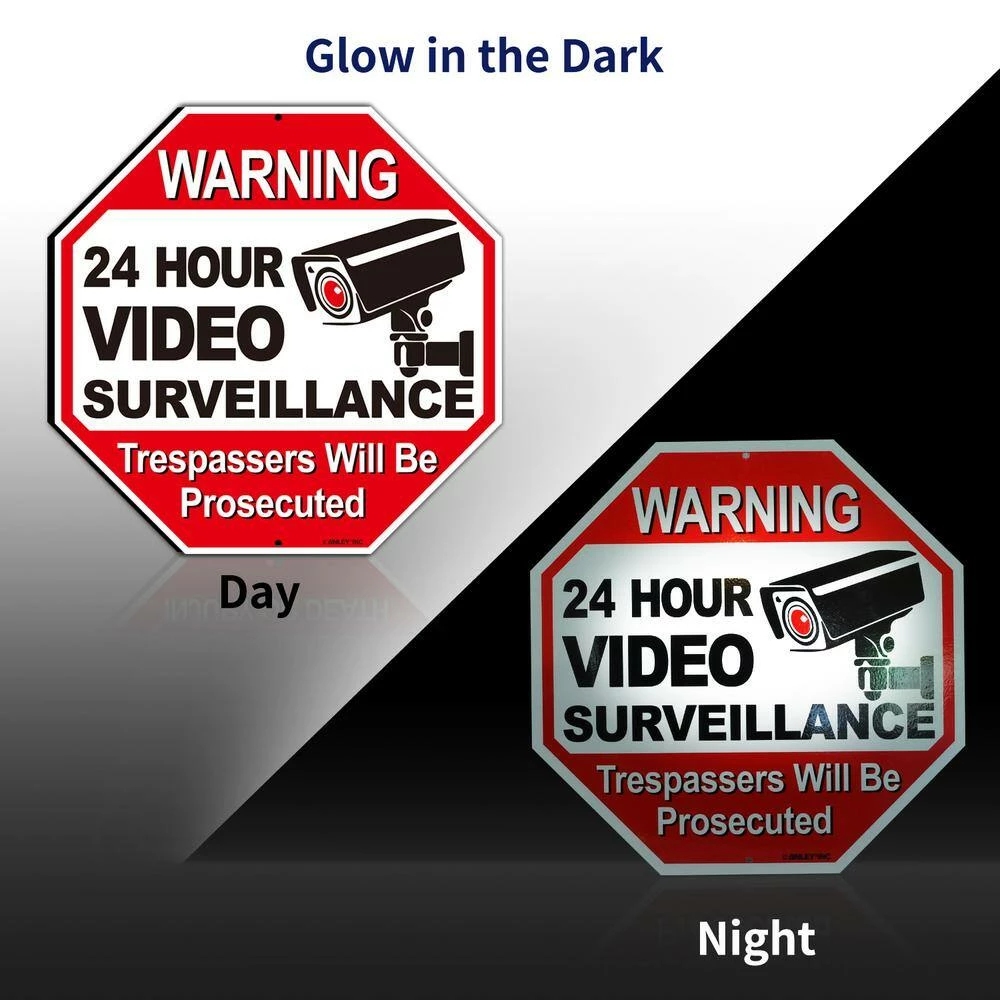 ANLEY 12 in. x 12 in. 24-Hour Video Surveillance Aluminum Warning Sign - Trespassers Will Be Prosecuted 9 ANLEY 12 in. x 12 in. 24-Hour Video Surveillance Aluminum Warning Sign - Trespassers Will Be Prosecuted - Image 7