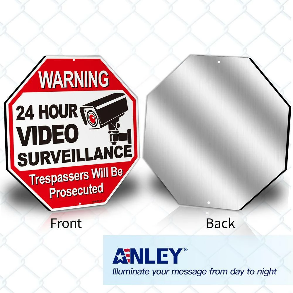 ANLEY 12 in. x 12 in. 24-Hour Video Surveillance Aluminum Warning Sign - Trespassers Will Be Prosecuted 8 ANLEY 12 in. x 12 in. 24-Hour Video Surveillance Aluminum Warning Sign - Trespassers Will Be Prosecuted - Image 6