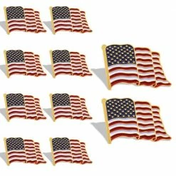 ANLEY 1 in. x 0.8 in. Flag Lapel Pin Waving US Flag Pins Patriotic American Emblem Exquisite Enamel (Pack of 10)
