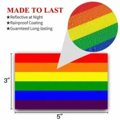 ANLEY 5 in. x 3 in. LGBT Pride Decal Rainbow Flag Lesbian Gay Bisexual Transgender Pride Reflective Car Stickers (3-Pack) -US Flora Bunda Sales 2022 anley house flags a decal rainbow 3pc 4f 1000