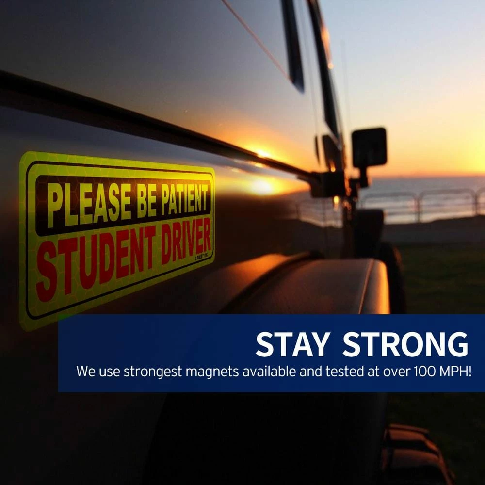 ANLEY 10 in. x 3.3 in. Reflective Student Driver Magnetic Car Signs - Please Be Patient Student Driver (6-Pack) 7 ANLEY 10 in. x 3.3 in. Reflective Student Driver Magnetic Car Signs - Please Be Patient Student Driver (6-Pack) - Image 5