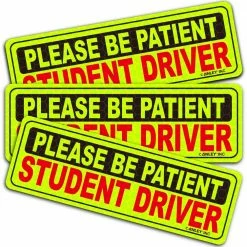 ANLEY 10 in. x 3.3 in. Reflective Student Driver Magnetic Car Signs - Please Be Patient Student Driver (6-Pack)