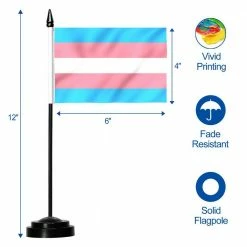ANLEY 1/2 ft. x 1/3 ft. Transgender Trans Pride Deluxe Desk Flag Set -Miniature Desktop Flag -US Flora Bunda Sales 2022 anley house flags a desk trans solid 76 1000