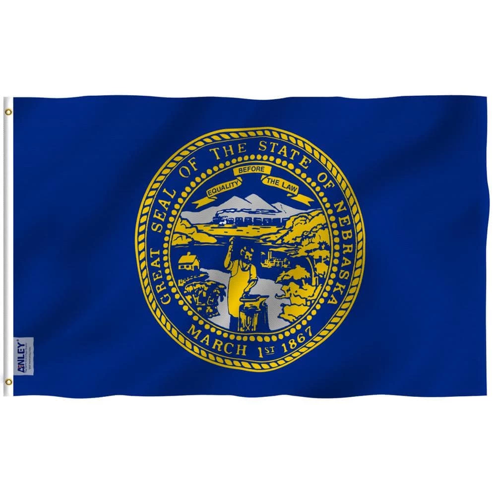 ANLEY Fly Breeze 3 ft. x 5 ft. Polyester Nebraska State Flag 2-Sided Flags Banners with Brass Grommets and Canvas Header 3 ANLEY Fly Breeze 3 ft. x 5 ft. Polyester Nebraska State Flag 2-Sided Flags Banners with Brass Grommets and Canvas Header