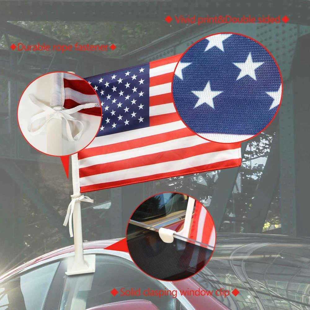 ANLEY 11 in. x 17 in. Premium Car Flag with Flagpole Mount and American Flag - Double Sided USA Flag (2-Pack) 5 ANLEY 11 in. x 17 in. Premium Car Flag with Flagpole Mount and American Flag - Double Sided USA Flag (2-Pack) - Image 3