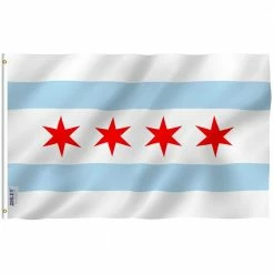 ANLEY Fly Breeze 3 ft. x 5 ft. Polyester City of Chicago Flags 2-Sided Flag Banner with Brass Grommets and Canvas Header