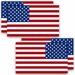 ANLEY 5 in. x 3 in. American US Flag Decal Patriotic Stars Reflective Stripe USA Flag Car Stickers (4-Pack)