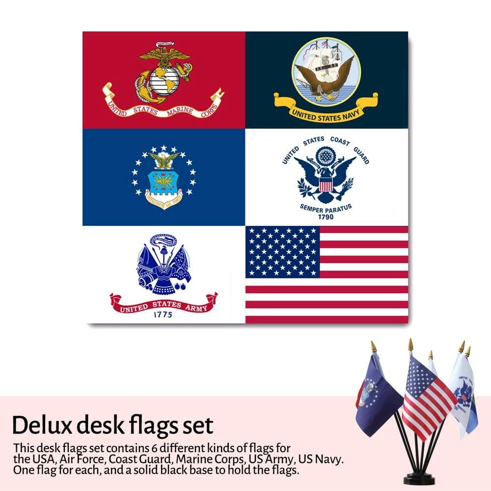 ANLEY 4 in. x 6 in. Miniature Military Sectors Desktop USA Armed Service Desk Flags Set with 11 in. Solid Plastic Pole 7 ANLEY 4 in. x 6 in. Miniature Military Sectors Desktop USA Armed Service Desk Flags Set with 11 in. Solid Plastic Pole - Image 5