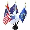 ANLEY 4 in. x 6 in. Miniature Military Sectors Desktop USA Armed Service Desk Flags Set with 11 in. Solid Plastic Pole