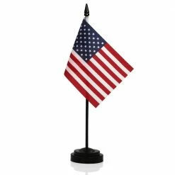 ANLEY 1/2 ft. x 1/3 ft. Miniature American US Desktop Flag USA Deluxe Desk Flag Set (2-Pack)