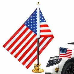 ANLEY 1.3 ft. x 0.83 ft. USA Car Flag with 1 ft. Flagpole