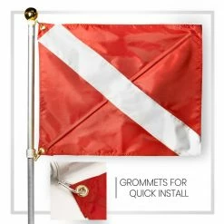 ANLEY 1-2/3 ft. x 2 ft. Diver Down Warning Flag with Removable Stiffening Pole -US Flora Bunda Sales 2022 anley house flags a flag dive 1f 1000