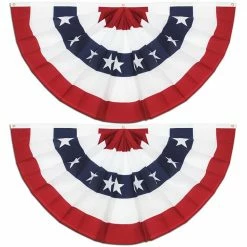 ANLEY 1.5 ft. x 3 ft. USA Pleated Half Fan Flag - US Bunting Flag- Half Fan Banner (2-Pack)